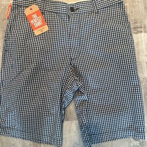 Dockers mens straight fit flat front‎ plaid shorts size 32 NWT
